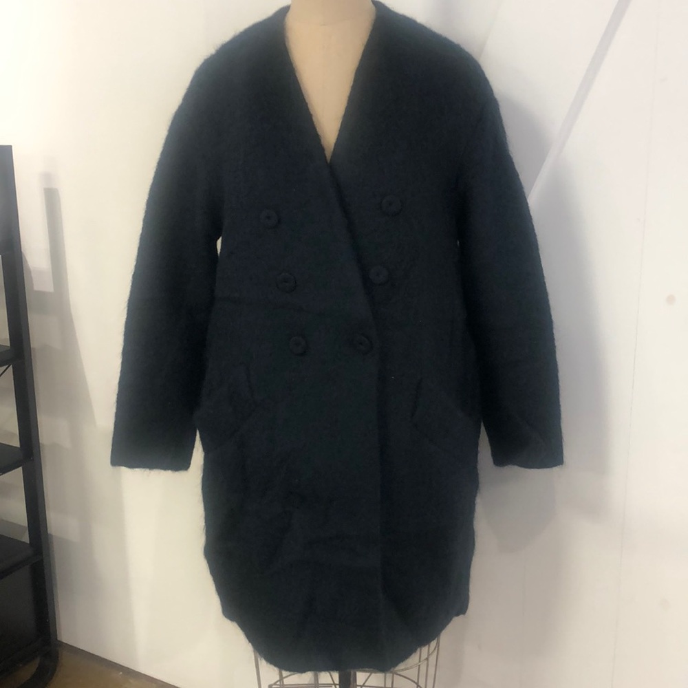 Zara wool shawl collar green coat -size s